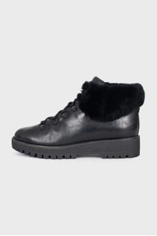 Insulated leather lace-up boots