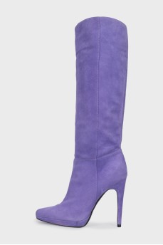 Purple suede boots