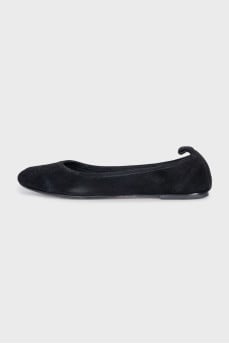Black suede ballet flats