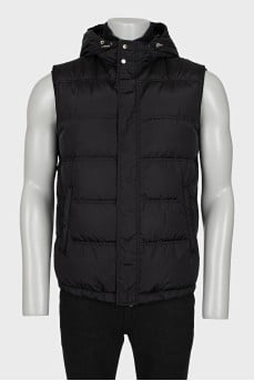 Men's straight-cut vest with a hood