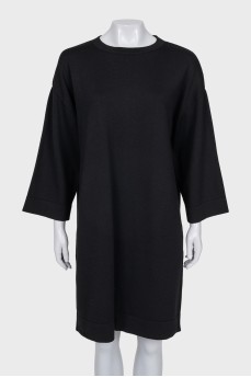 Straight black wool dress