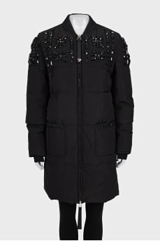 Black down jacket with massive crystals