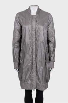 Gray raincoat with zipper