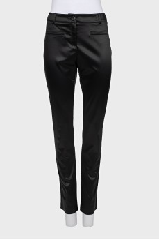 Black satin trousers