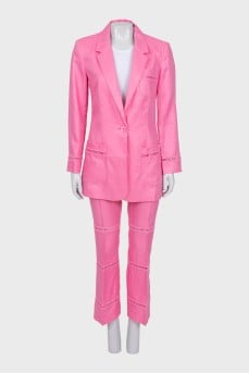 Pink linen suit