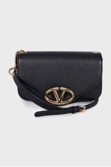 Black leather crossbody with tag