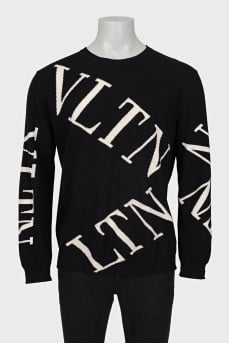 Men's wool and cashmere jumper with a print