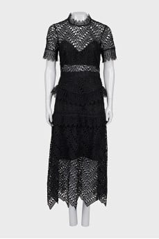 Black lace midi dress
