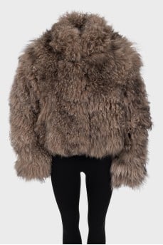 Short fur coat with long pile