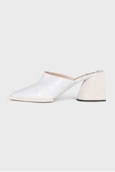 White leather mules