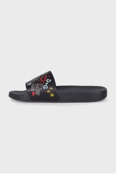 Leather printed flip-flops