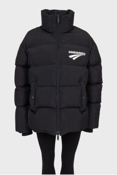 Black down jacket with a high collar