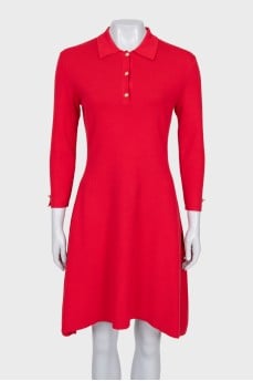 Red dress with gold buttons