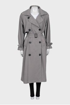 Grey double-breasted trench coat