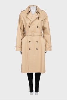 Beige trench coat with belt