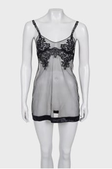 Mesh peignoir with tag