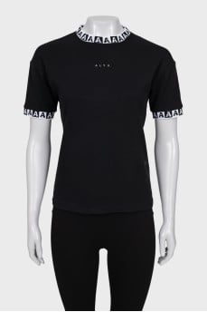 Black T-shirt with contrast piping