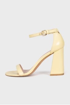 Yellow leather heeled sandals