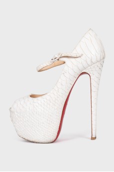 White snakeskin shoes