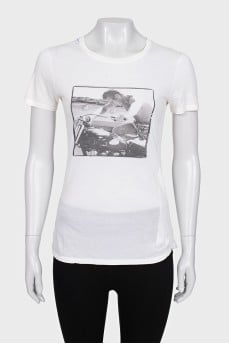 Beige asymmetrical T-shirt