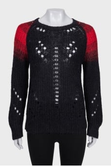 Knitted sweater with accent shoulders