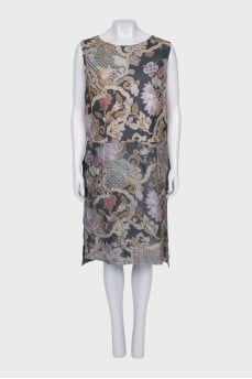Printed wool and silk dress