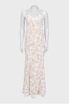 White evening dress with lace