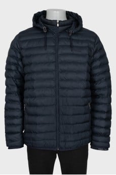 Men's blue jacket with a detachable hood