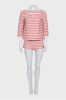 Striped suit with shorts