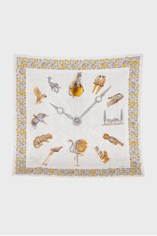 White printed silk scarf