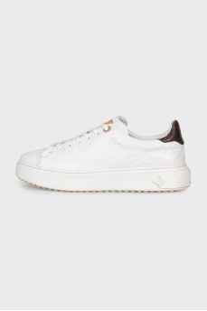 Time Out white leather sneakers