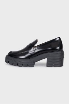 Black patent leather loafers