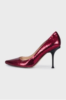 Red patent leather shoes