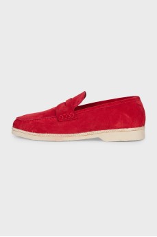 Men's red suede loafers