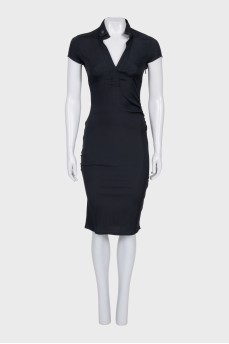 Black silk bodycon dress