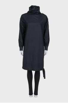 Oversized dress with a high collar