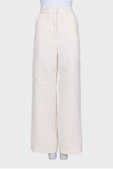 Beige wide-leg trousers