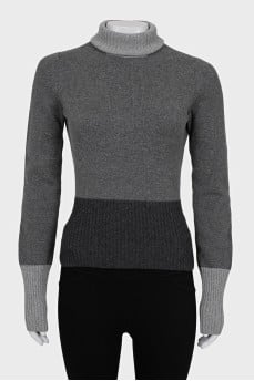 Gray knitted turtleneck