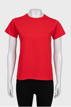 Red straight-cut T-shirt
