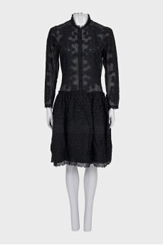 Black dress with lace flowers