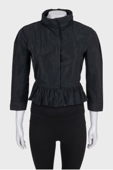 Cropped black jacket with ruffles
