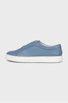 Men's blue leather sneakers