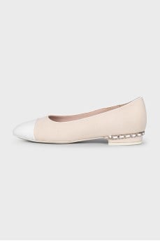 Suede ballet flats with leather toe