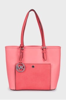Pink leather shoulder bag