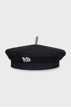 Black beret with crystals