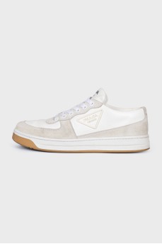 Lace-up sneakers made of leather and suede