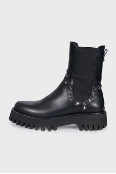 Black leather boots