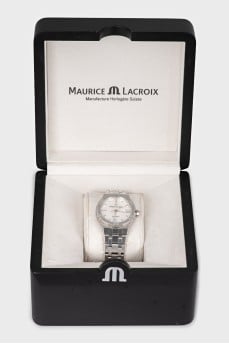 Silver watch with diamonds