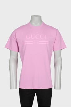 Men's pink T-shirt with logo