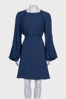 Blue dress with puff sleeves